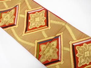 アンティーク　立涌に花菱模様織り出し袋帯（材料）